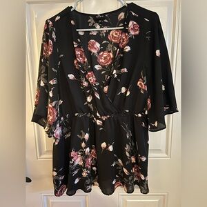 Torrid black floral kimono style top